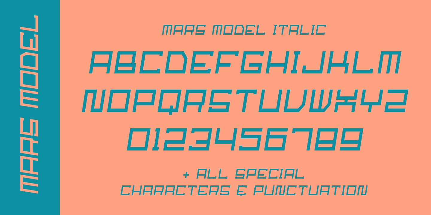 Przykład czcionki Mars Model Bold Italic